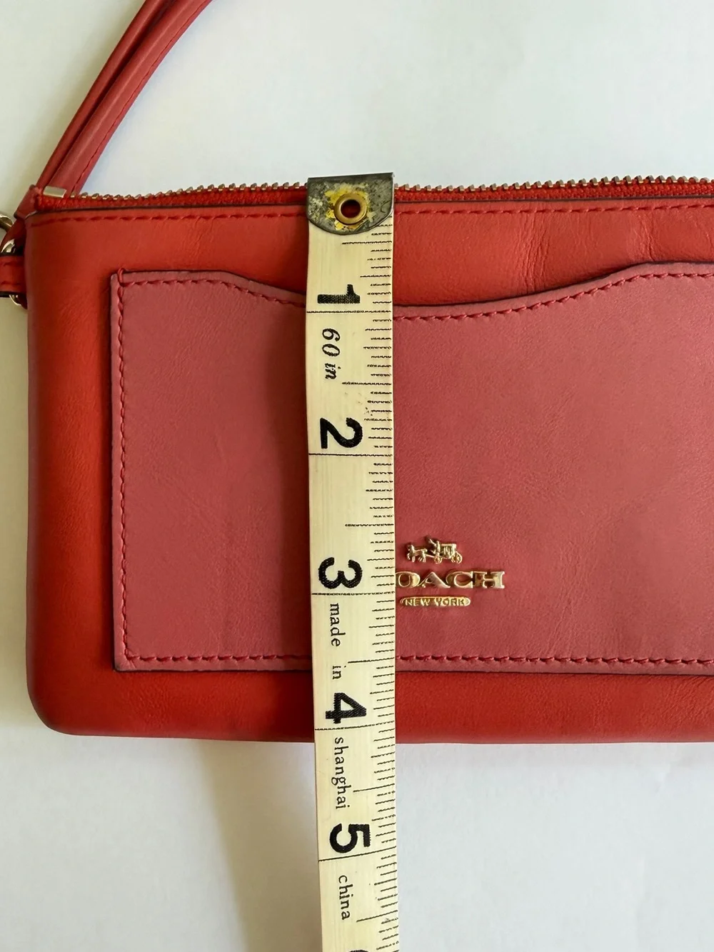 Coach  orange Leather Wristlet Card Case